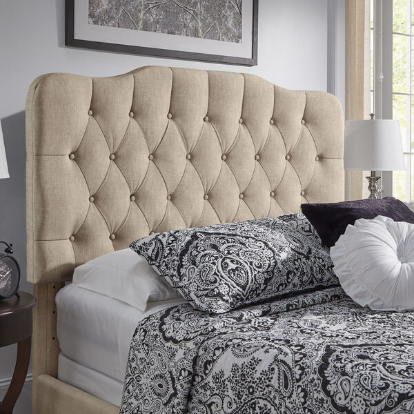 Molly Beige Adjustable Diamond Tufted Camel Back Queen Bed, image 5